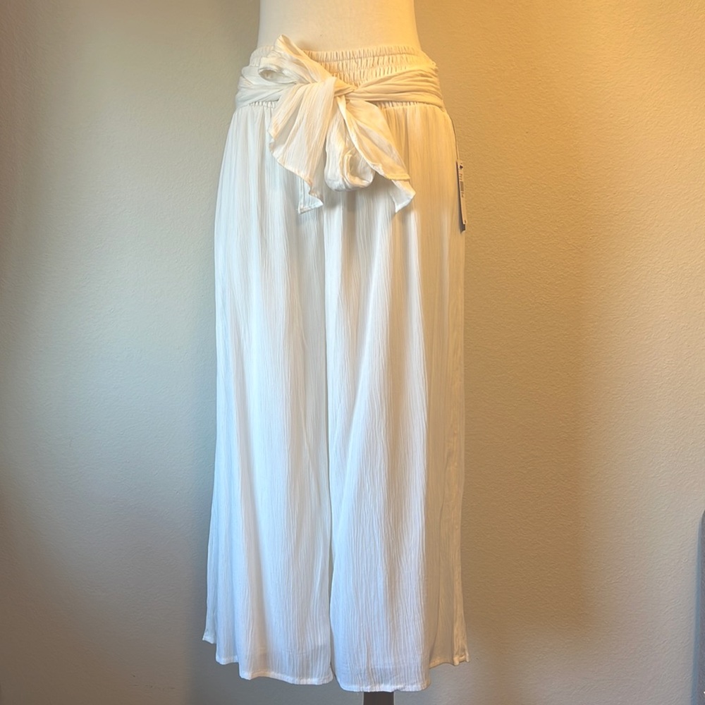 White Gauze Cropped Wide Leg Pants